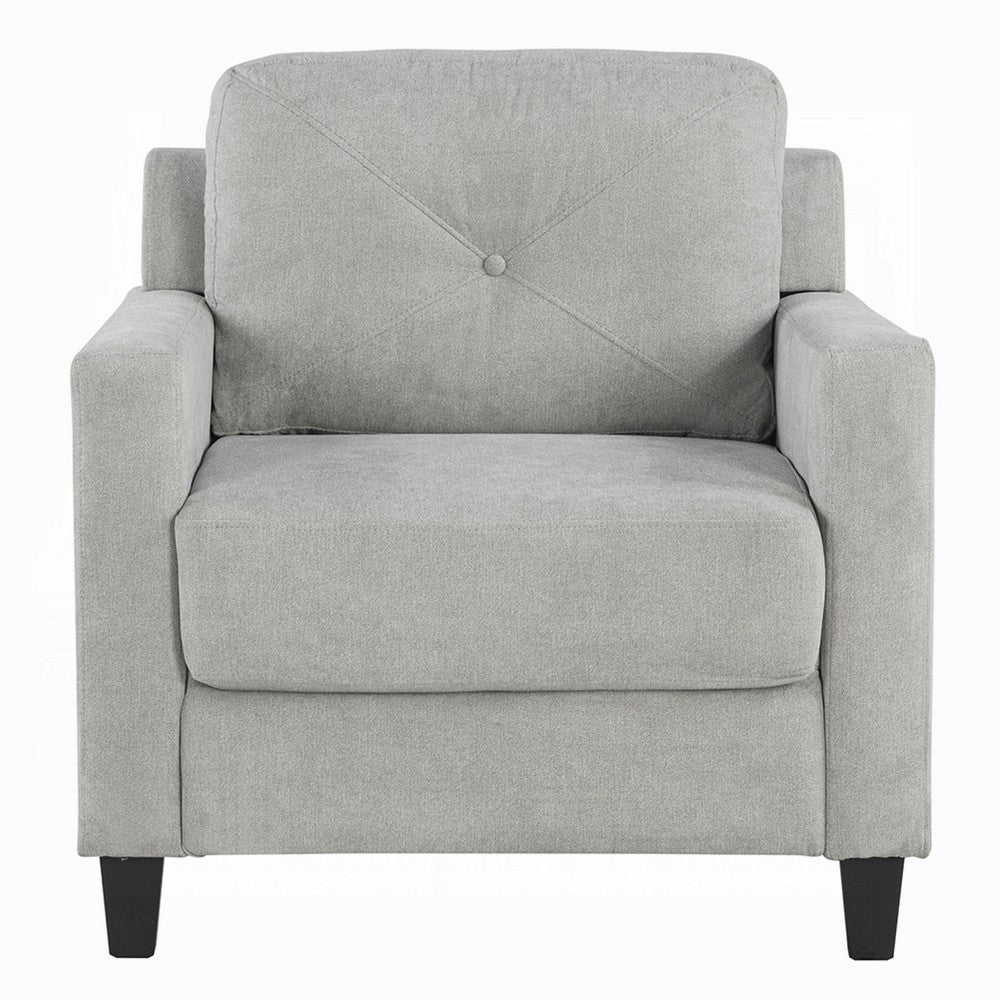 Royi Accent Chair | Track Armrest | Gray Fabric | Tufted Backrest