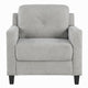 Royi Accent Chair | Track Armrest | Gray Fabric | Tufted Backrest