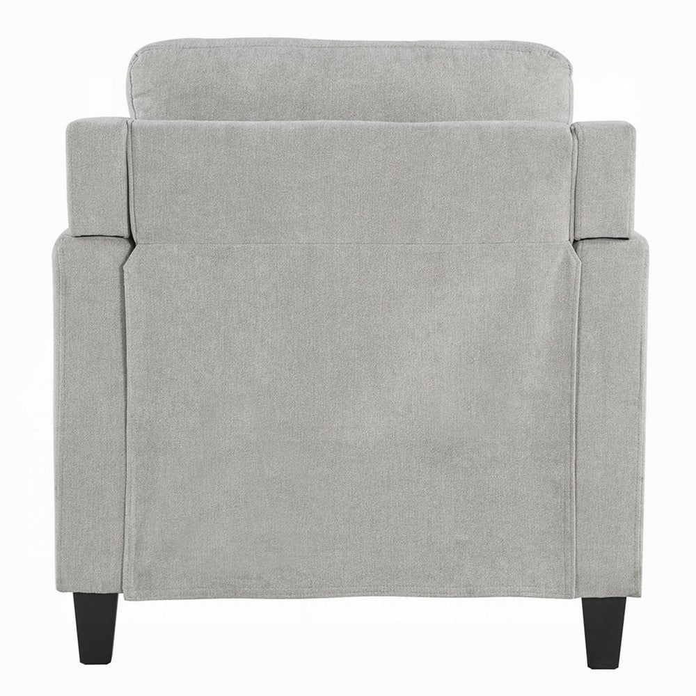 Royi Accent Chair | Track Armrest | Gray Fabric | Tufted Backrest