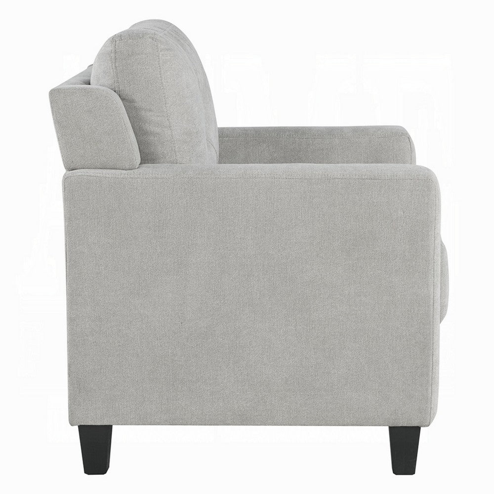 Royi Accent Chair | Track Armrest | Gray Fabric | Tufted Backrest
