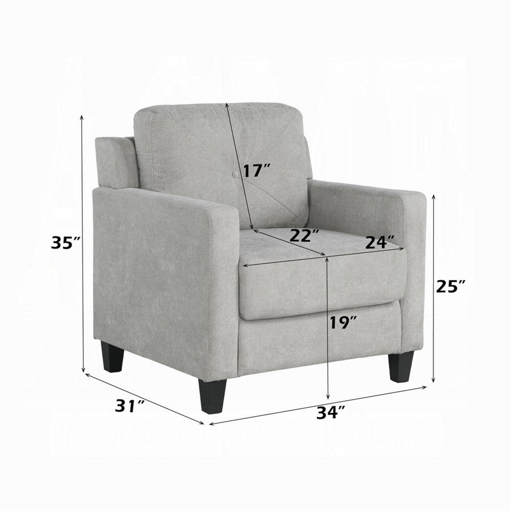 Royi Accent Chair | Track Armrest | Gray Fabric | Tufted Backrest