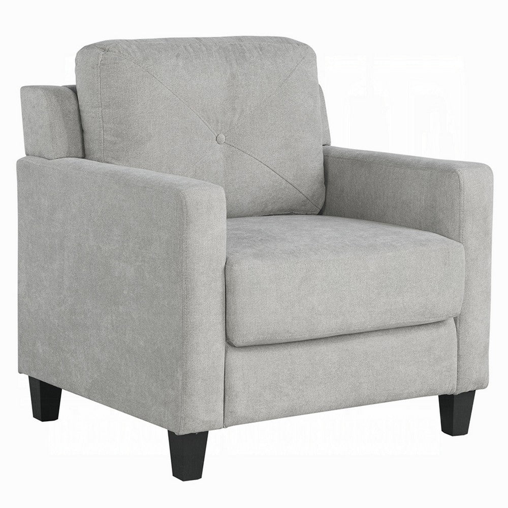 Royi Accent Chair | Track Armrest | Gray Fabric | Tufted Backrest