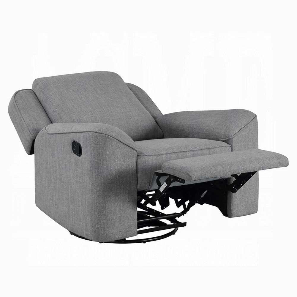 Diny Manual Glider Recliner Chair | Swivel | Soft Gray Linen Fabric BM333888