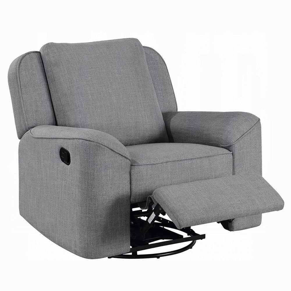 Diny Manual Glider Recliner Chair | Swivel | Soft Gray Linen Fabric BM333888