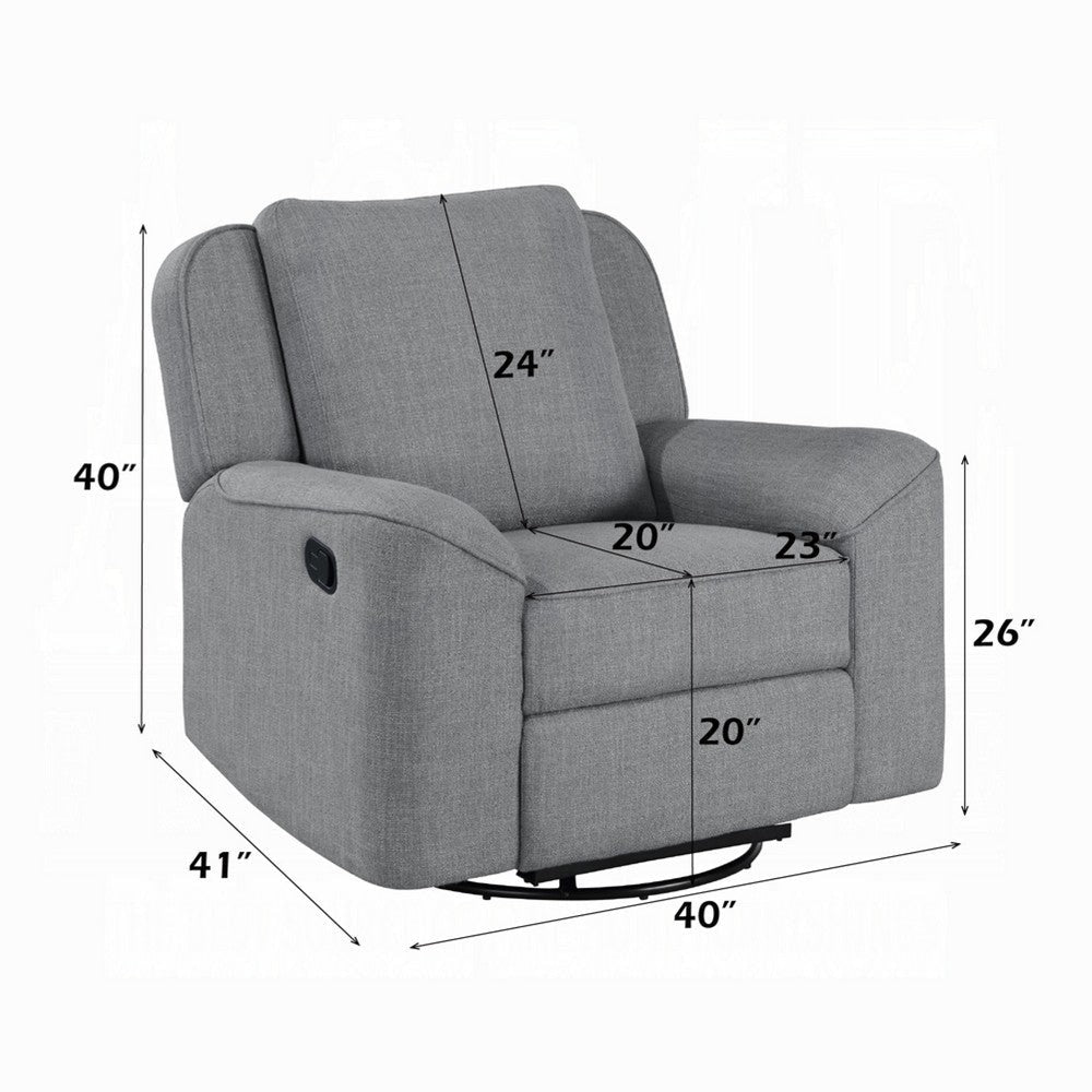 Diny Manual Glider Recliner Chair | Swivel | Soft Gray Linen Fabric BM333888