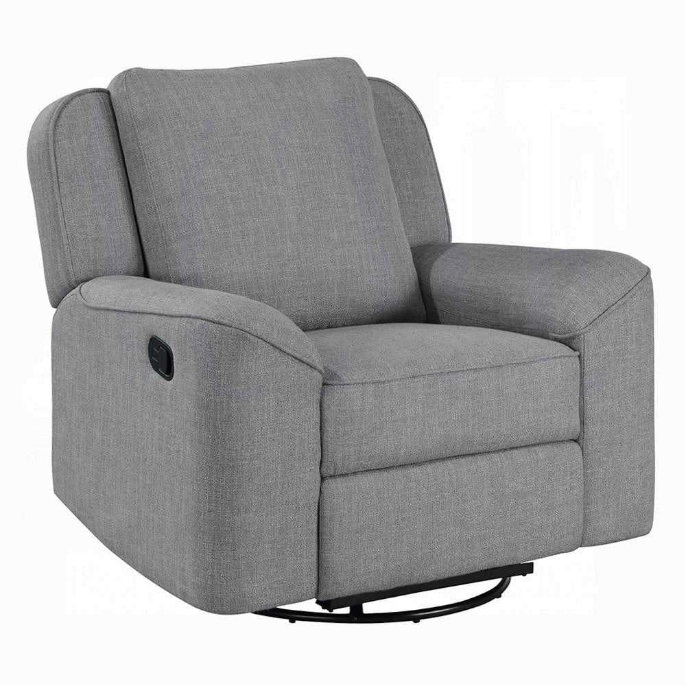 Diny Manual Glider Recliner Chair | Swivel | Soft Gray Linen Fabric
