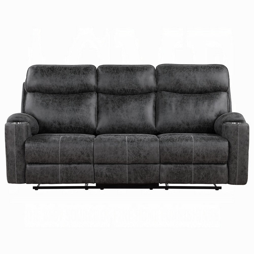 Hori Manual Recliner Sofa | 86’’ | Dark Gray Microfiber | Cupholders BM333889