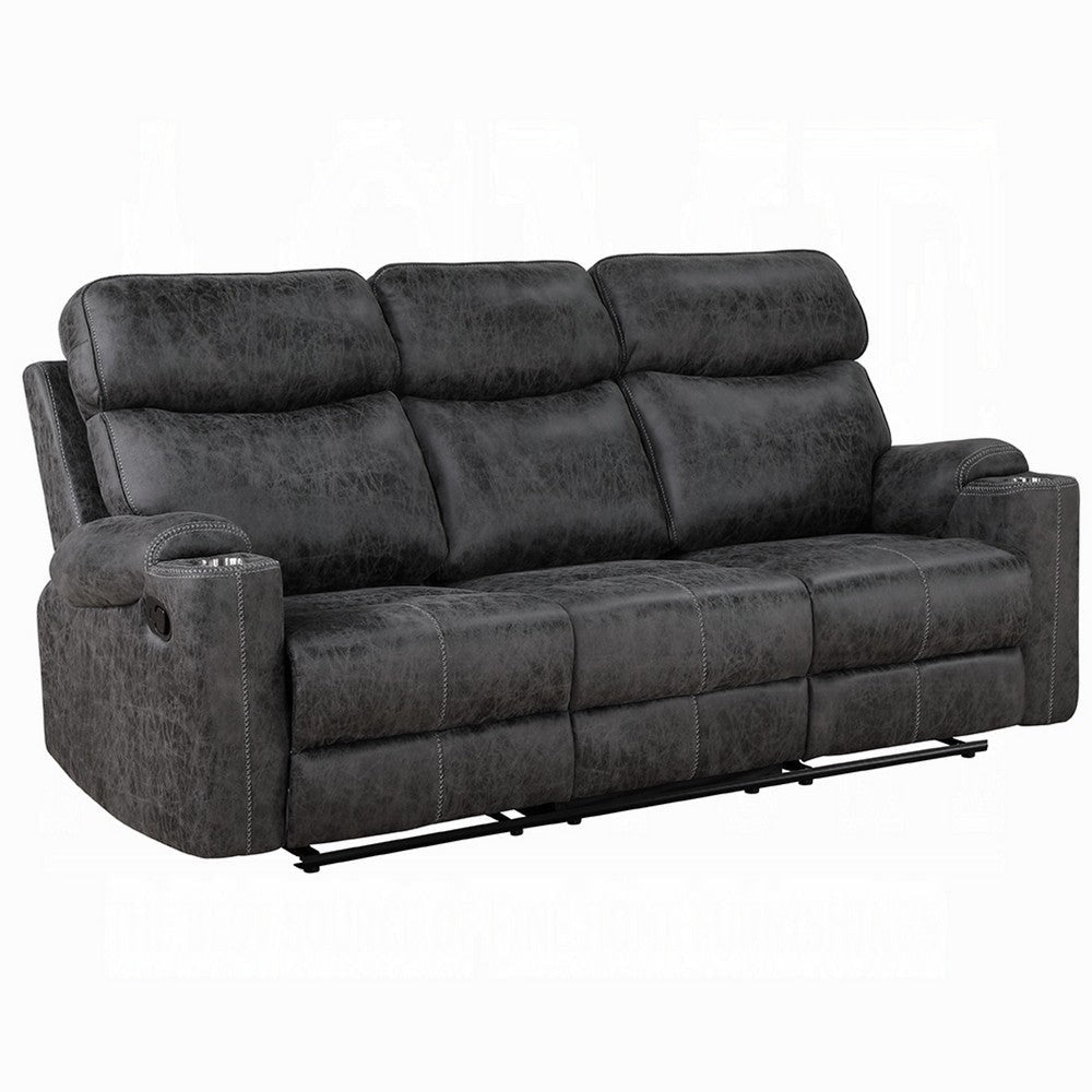 Hori Manual Recliner Sofa | 86" | Dark Gray Microfiber | Cupholders
