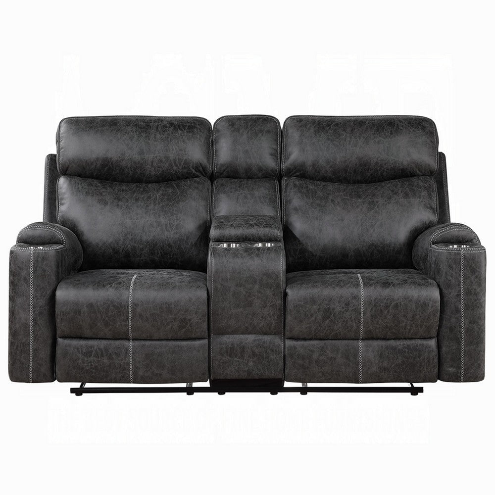 Hori Manual Recliner Loveseat | 75’’ Gray Microfiber | Cupholders BM333890