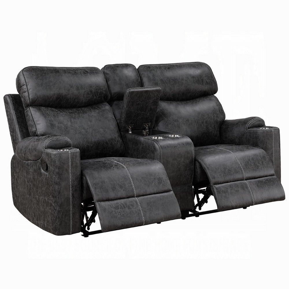 Hori Manual Recliner Loveseat | 75’’ Gray Microfiber | Cupholders BM333890