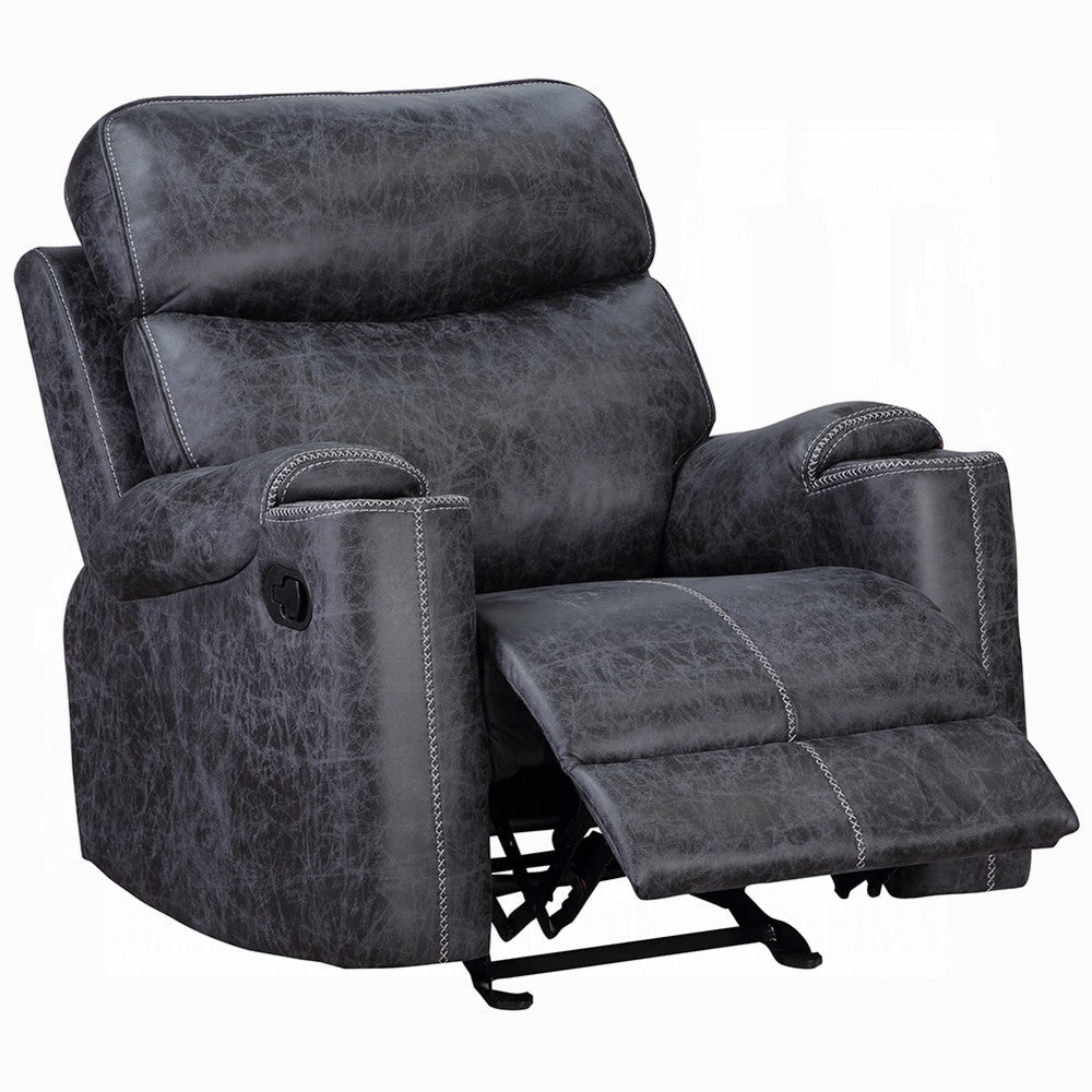 Hori Manual Recliner Chair | Dark Gray Microfiber | Cupholder Armrests BM333891