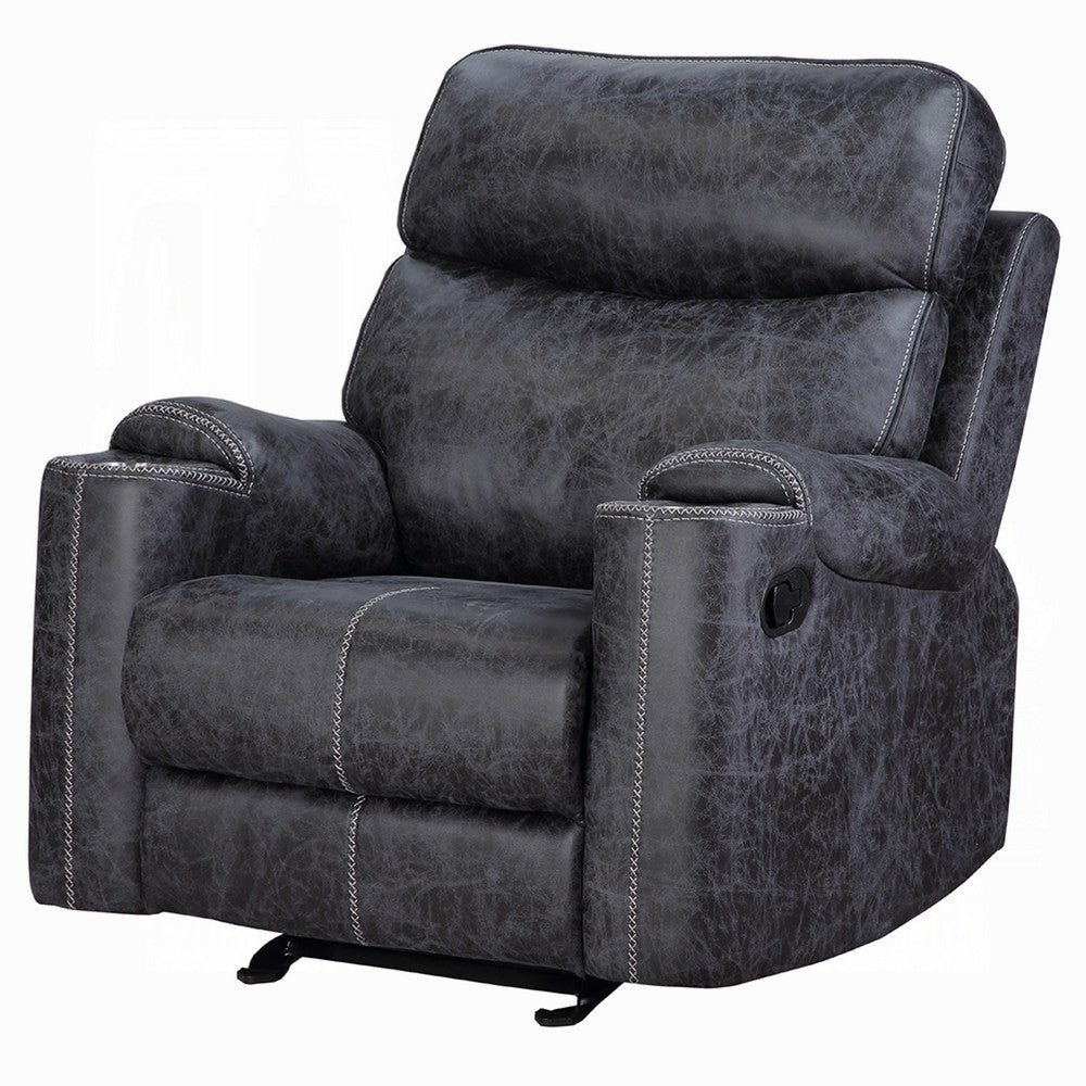 Hori Manual Recliner Chair | Dark Gray Microfiber | Cupholder Armrests BM333891