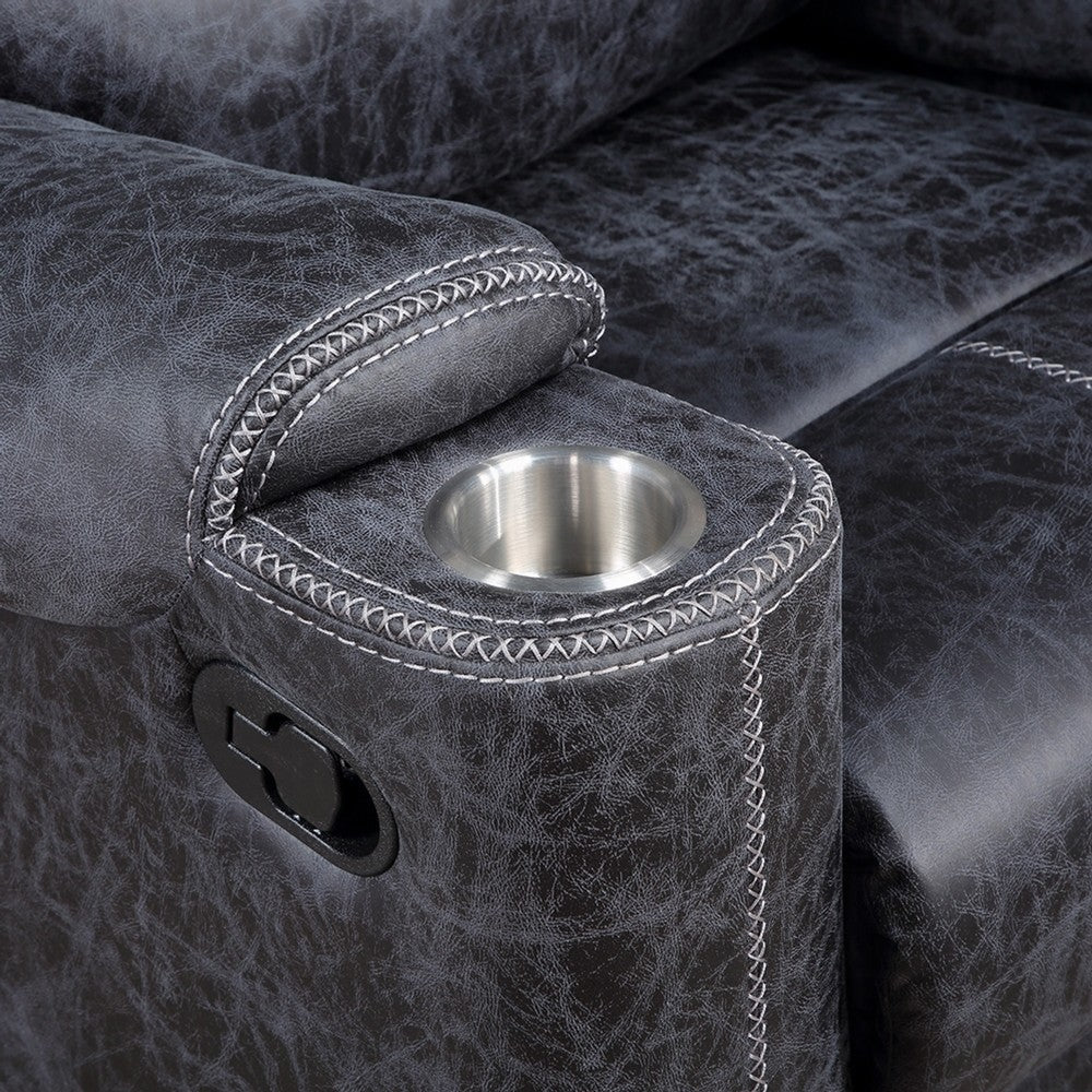 Hori Manual Recliner Chair | Dark Gray Microfiber | Cupholder Armrests BM333891