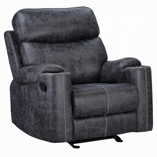 Hori Manual Recliner Chair | Dark Gray Microfiber | Cupholder Armrests