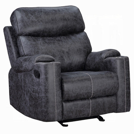 Hori Manual Recliner Chair | Dark Gray Microfiber | Cupholder Armrests