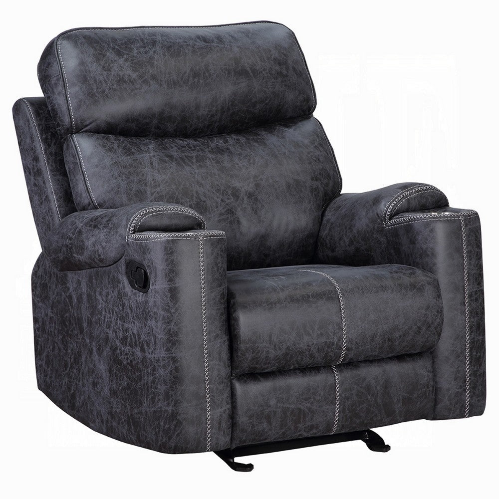 Hori Manual Recliner Chair | Dark Gray Microfiber | Cupholder Armrests