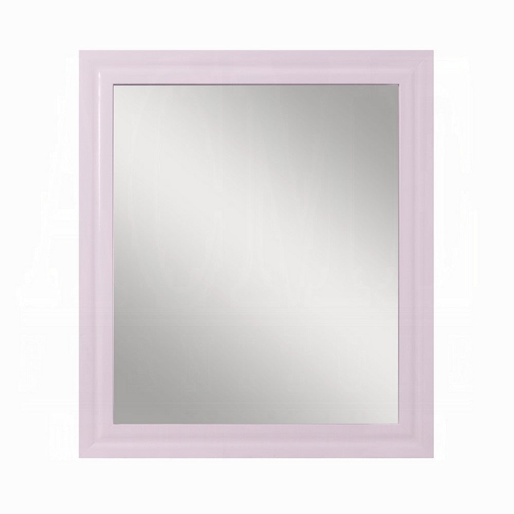 Tyra Accent Dresser Mirror | Square Wood Frame | 34x39 Glossy Pink BM333893