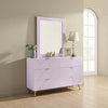 Tyra Accent Dresser Mirror | Square Wood Frame | 34x39 Glossy Pink