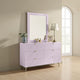 Tyra Accent Dresser Mirror | Square Wood Frame | 34x39 Glossy Pink