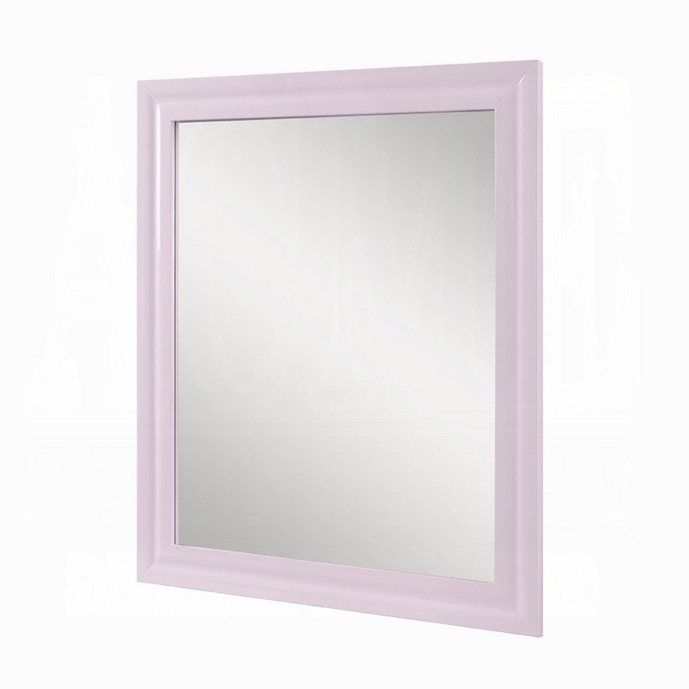 Tyra Accent Dresser Mirror | Square Wood Frame | 34x39 Glossy Pink