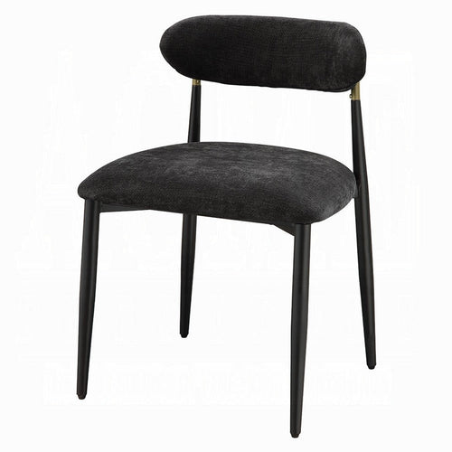 Vonn Side Dining Chair Set of 2 | Black Chenille | Curved | Metal Legs