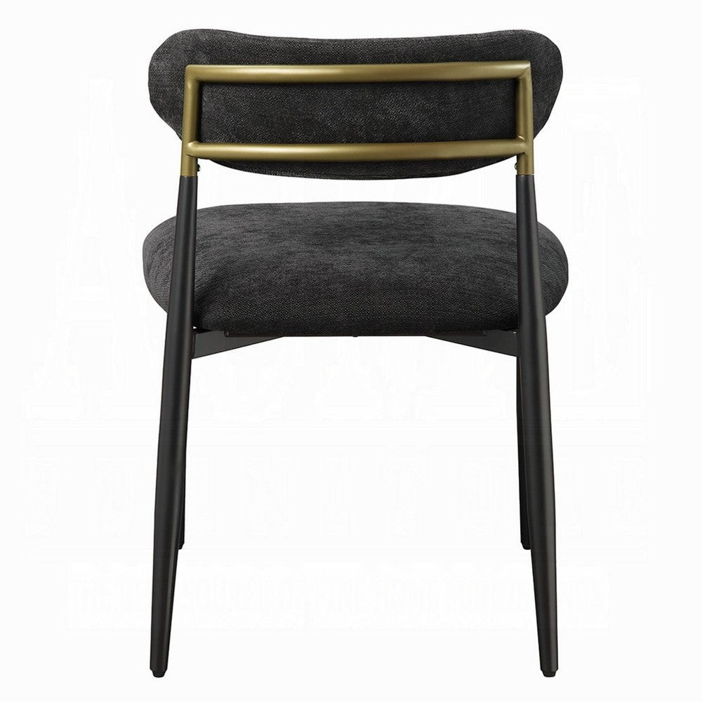 Vonn Side Dining Chair Set of 2 | Black Chenille | Curved | Metal Legs BM333894