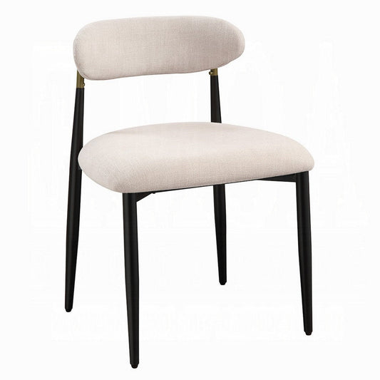 Vonn Side Dining Chair Set of 2 | Beige Chenille | Curved | Metal Legs