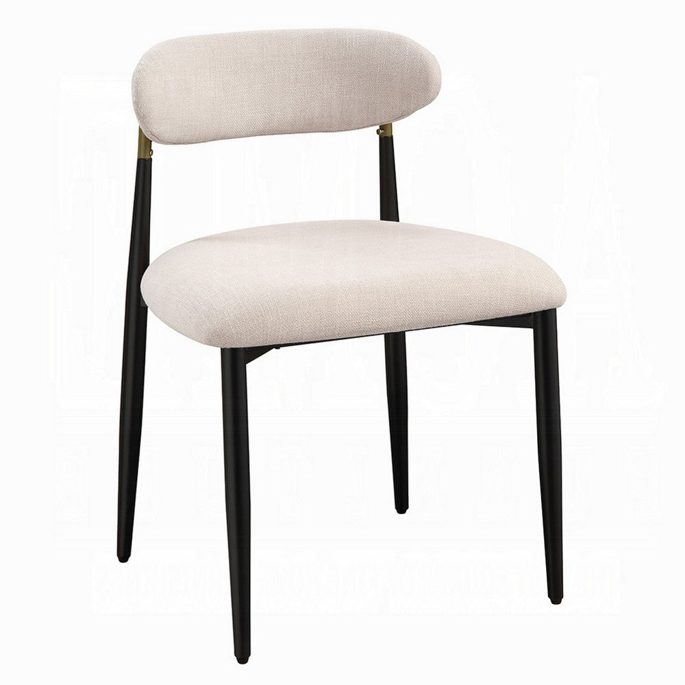 Vonn Side Dining Chair Set of 2 | Beige Chenille | Curved | Metal Legs