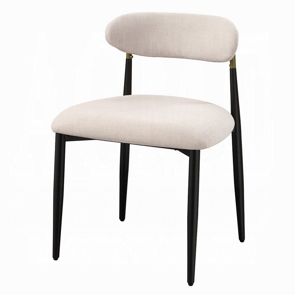 Vonn Side Dining Chair Set of 2 | Beige Chenille | Curved | Metal Legs BM333895