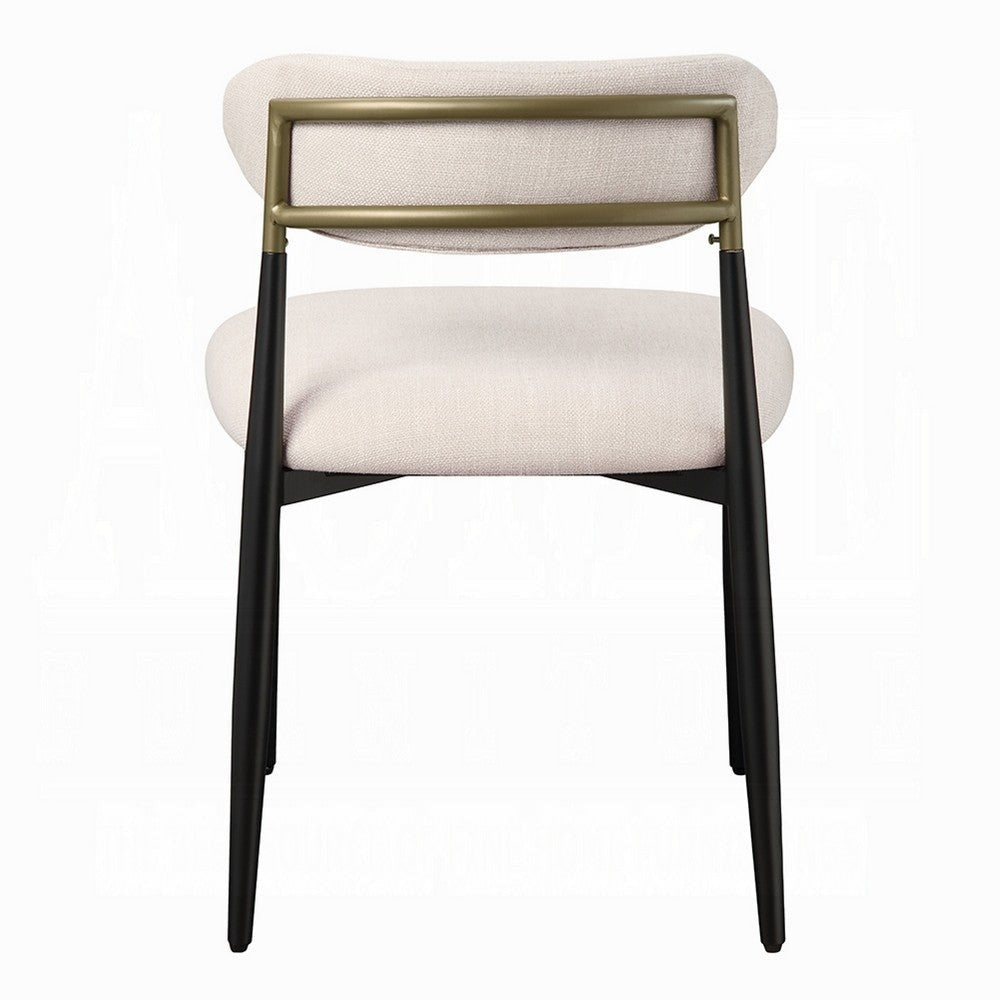 Vonn Side Dining Chair Set of 2 | Beige Chenille | Curved | Metal Legs BM333895