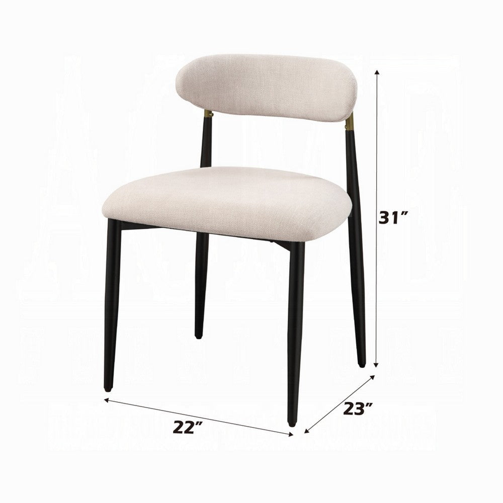 Vonn Side Dining Chair Set of 2 | Beige Chenille | Curved | Metal Legs BM333895