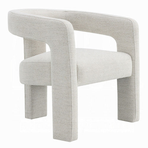 Side Dining Chair Set of 2 | Textured Off White Boucle | Curved Back