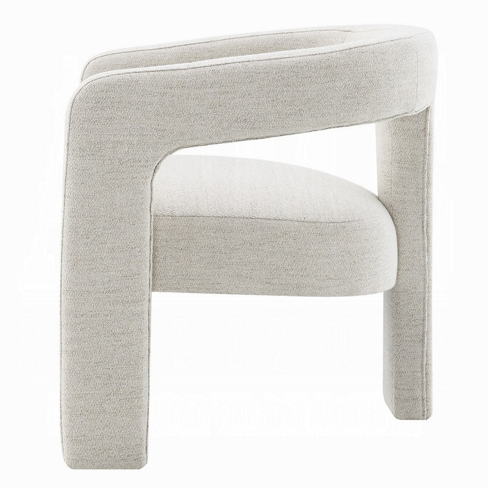 Side Dining Chair Set of 2 | Textured Off White Boucle | Curved Back BM333896