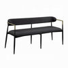 Vonn Long Bench | 62" | Black Chenille | Padded Backrest | Metal Legs
