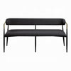 Vonn Long Bench | 62’’ | Black Chenille | Padded Backrest | Metal Legs BM333898