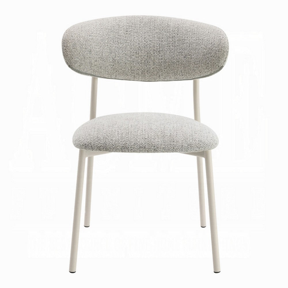 Side Dining Chair Set of 2 | Gray Boucle Curved Backrest | Metal Legs BM333899