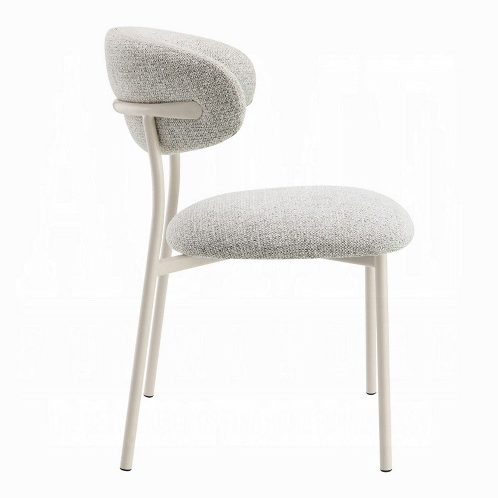 Side Dining Chair Set of 2 | Gray Boucle Curved Backrest | Metal Legs BM333899