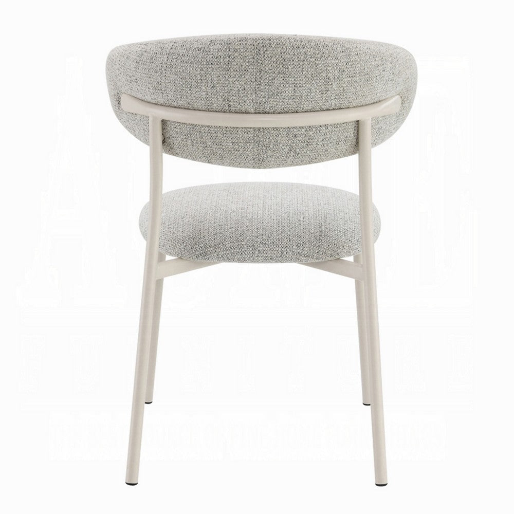 Side Dining Chair Set of 2 | Gray Boucle Curved Backrest | Metal Legs BM333899