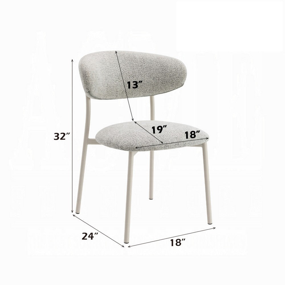 Side Dining Chair Set of 2 | Gray Boucle Curved Backrest | Metal Legs BM333899