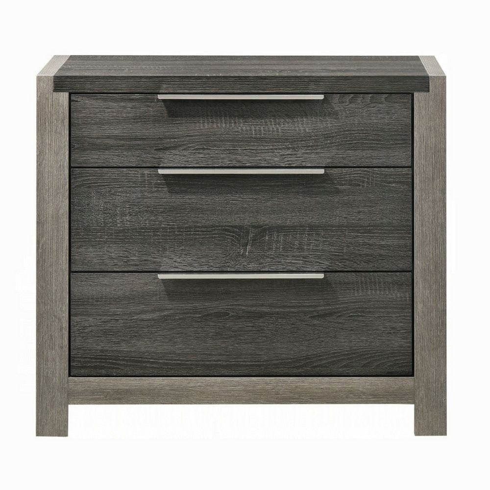 Joho Nightstand | 30’’ | 5 Storage Drawers w Metal Handles | Gray Wood BM333900