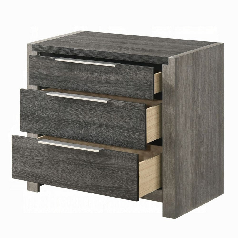 Joho Nightstand | 30’’ | 5 Storage Drawers w Metal Handles | Gray Wood BM333900