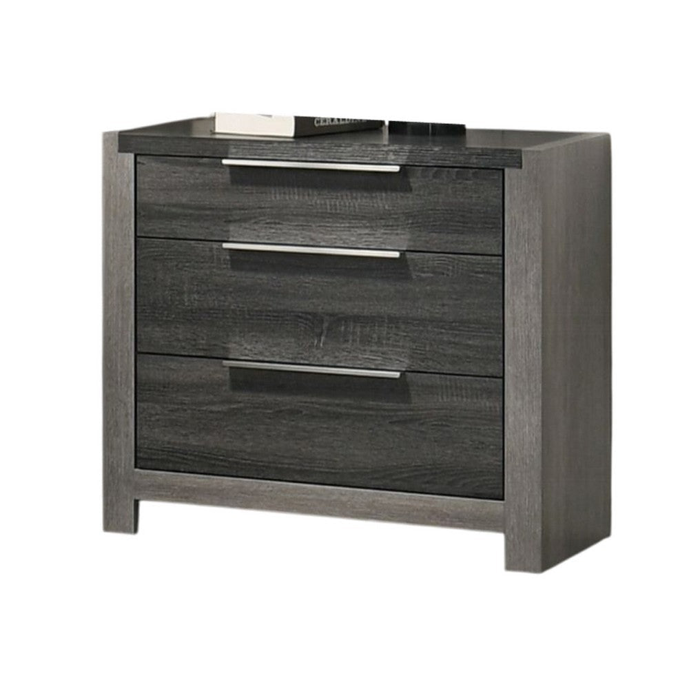 Joho Nightstand | 30" | 5 Storage Drawers w Metal Handles | Gray Wood