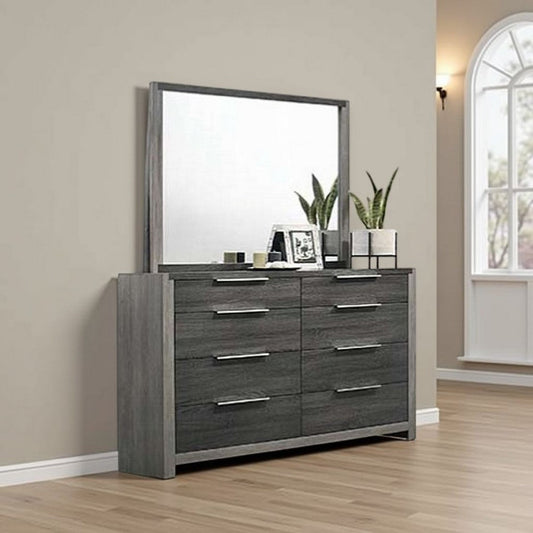 Joho Dresser Mirror | 38x50 | Dual Tone Gray Wood | Natural Grains
