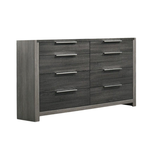 Joho Wide Dresser | 8 Storage Drawers with Metal Handles | Gray Wood