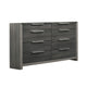 Joho Wide Dresser | 8 Storage Drawers with Metal Handles | Gray Wood