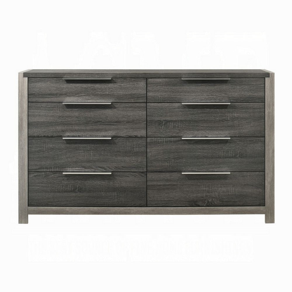 Joho Wide Dresser | 8 Storage Drawers with Metal Handles | Gray Wood BM333902