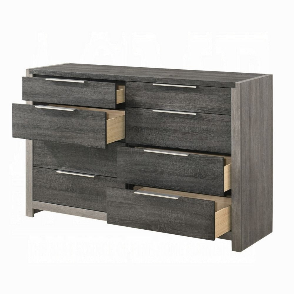 Joho Wide Dresser | 8 Storage Drawers with Metal Handles | Gray Wood BM333902