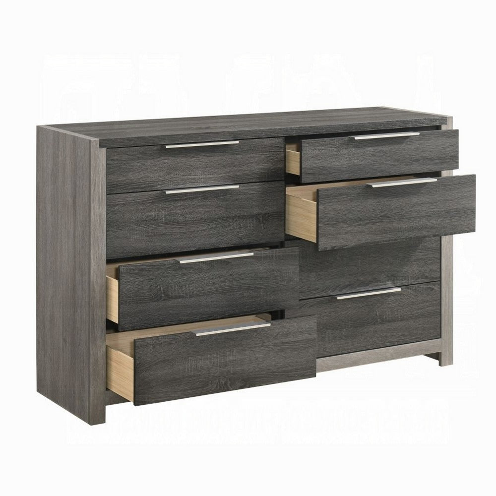 Joho Wide Dresser | 8 Storage Drawers with Metal Handles | Gray Wood BM333902