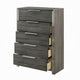 Joho Tall Dresser Chest | 5 Storage Drawers Metal Handles | Gray Wood BM333903