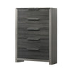 Joho Tall Dresser Chest | 5 Storage Drawers Metal Handles | Gray Wood BM333903